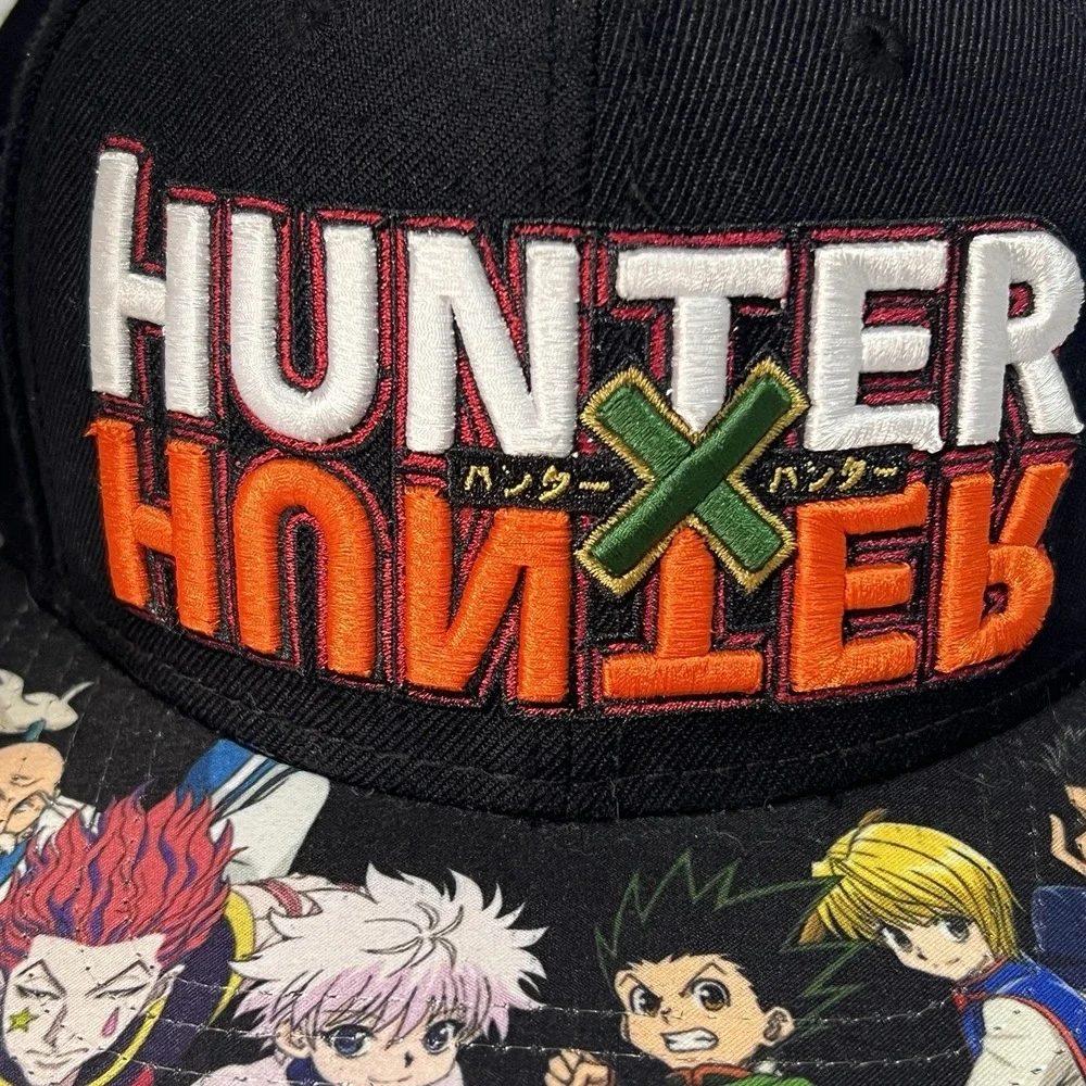 Hunter‎ x Hunter Logo Gon & Killua Flat Bill Snapback Hat Cap Black Embroidered